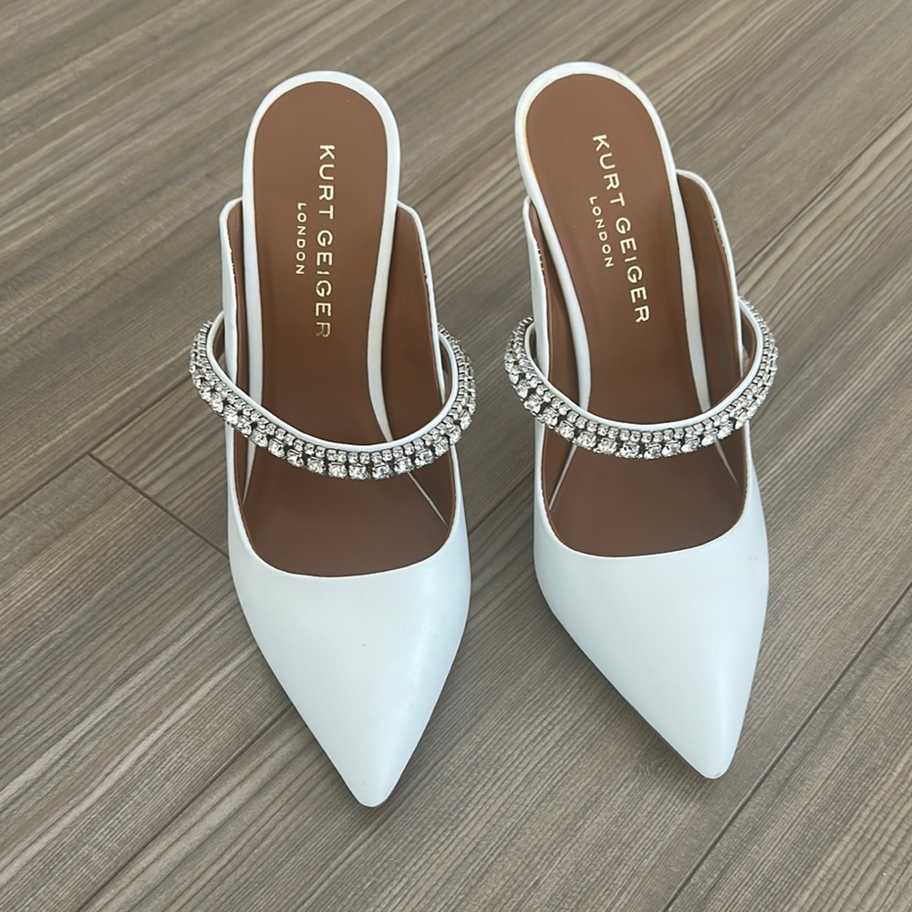 Kurt Geiger White Heels with Sparkling Rhinestones